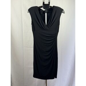 Lauren Ralph Lauren Black Ruched Sheath Dress Womens Size 6 Sleeveless